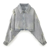 Fongt Homemade New Women's Hole Decoration Denim Short Jacket Jacket 4365271