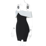 Black Off-shoulder Bodycon Contrast Mini Dress-Outfit