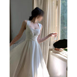 Fongt Temperament White Dress Women's New Summer Cross-Banding High-Grade Niche Slings To Lift Body