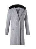 Fongt Men's Casual Large Wool Collar This Coat Solid Color Double Buckle Men's Coat To Keep Warm