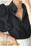 Short Puff Sleeve Blouse Women Korean Elegant Solid All Match Office Lady Casual Shirt 2023 Summer Fashion