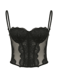 Lace Paneled Mesh Corset Top-Outfit
