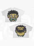 T-Shirt Hip-Hop Fun Cartoon Pattern Printing Oversized T-Shirt Original Gothic Cotton Short Sleeves-Outfit