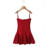 Cami Pleated Buttoned Mini Dress-Outfit