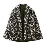 Fongt Women's ZA New Printing Fashion Loose Lamb Wool Leopard Coat