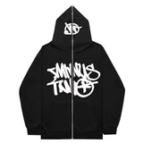 Fongt New High Street Hip-Hop National Tide Printing Zipper Clothing Fashion Fashion Couple Hooded