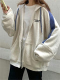 oversized hoodie with zip and blue