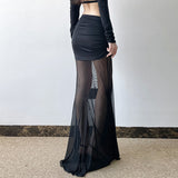 Fongt Cloth Forget Pure Sexy Sister Wind Net Splicing Folding Skirt Tidling Skirt Hottie Slimming Bag Hip Dress