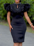 Fongt Women's 2025 New Fashion Sexy Sexy Leaf Sleeve Clam Party Dinner Dresses African Dresses