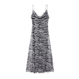 Spring Style Animal Print Silk Mesh Slim Sling Dress 5039474-Outfit