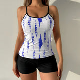 2025 New Swimsuit Split Flat Angle High Waist Conservative Multi-Colored Tankini Swimsuit