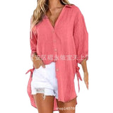 Fongt / Summer 2024 Women's New Linen Cotton Linen Shirt Irregular Cardigan
