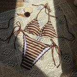 2024 New Striped Towelcloth Small Fresh Sexy Swimwear