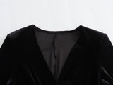 New Open-Ended Design Velvet Long-Sleeved Flute Dress 6962224800-Outfit