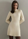 Fongt Half-Necked Dress Knitted Dress Spring 2025 Temperament Tweed A-Word Skirt
