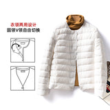 2024 New Light Down Jacket Female Short Round Neck Warm Inside Gallbladder Autumn Winter Without Collar Slim Large Size Coat-Outfit