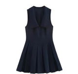 Fongt Folds Lead Short Dress 2025 Summer Temperament Sleeveless Vest Style A-Word Repair Miniskirt