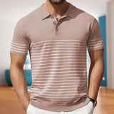 Fongt Men's Men's Casual Ball Striped Knits Ice Shuang Silk Knitting Business Polo