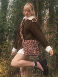 y2k Fur Jackets Loose Brown Grunge Fairycore Coat Turn Down Collar Zipper Prepply Sweatshirts Women Chic Outerwear