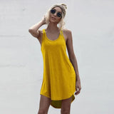 Size Casual O-neck Sleeveless Loose Off Shoulder Mini