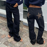 Stars Printed Pockets Denim Jeans-Outfit