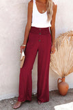 Fongt Women's Spring And Summer New Women's Pants Solid Cotton Tampons Tight Loose Leisure Wide Legs Women's Trousers