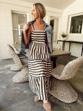 Fongt Spring And Summer Style Stripe Print Fresh And Sweet Slip Dress D2401-Outfit