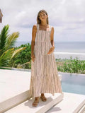Fongt Years Fresh And Sweet Wind Spring And Summer Striped Print One Word Tie Dress 88116-Outfit
