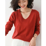 Fongt Style Autumn Winter Woolen Sweater Female V Gets Short Money Inside Build Head Sweater Slim Bottom Sweater-Outfit