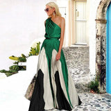 Fongt Spring And Summer New Women's Clothing Match Stitching Sexy Out-To-Shoulder Dress Dress Dress