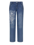 Vintage Washed Heart Print Jeans-Outfit