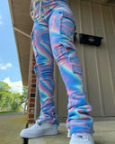 Printed Multi-pocket Super Elastic Trousers Drawstring