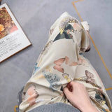 Fongt High-End Cotton Pyjamas Ladies Summer Thin Artificial Silk Home Leisure Long Trousers Straight Can Be Worn Outside