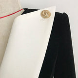 QUALITY 2023 New Fashion Designer Blazer Women's Big Collar Color Block Velvet Blazer Short