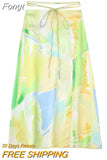 Tie-dyed Print Casual Dress Shirt Sets Women Two Pieces Boho Long Sleeve Bowknot Long Dress Suits 2023 Spring