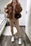 Stand Collar Puffer Coat 1028-1-Outfit