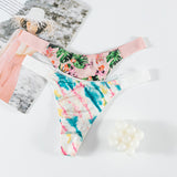 Ice Silk Scarless Thongs Women Print Low-Waist Sexy T-Sants Hot Seduction Yoga Invisible Trousers