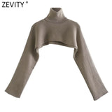 Women High Street Turtleneck Collar Solid Loose Knitting Sweater Female Long Sleeve Chic Pullovers Autumn Wrap Tops