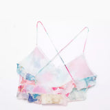 Spring Laminated Decorative Print Mini Suspender Dress 3343758-Outfit