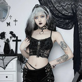 Dark Summer Lace Splicing, Slim, Short Spicy Girls, Leisure Straps, All Kinds Of Little Vests.-Outfit