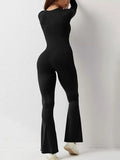 Fongt Women's Long-Sleeved Giose Waist-High-Legged Jump-Suited Jump-Suited Jump-Suited Trousers