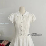 Fongt Zhengen College Style White Bubble Sleeve Shirt Dress Female Summer Temperament Small Sweet Short