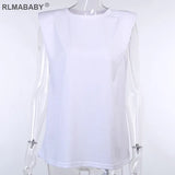 Shoulder Pad Casual Women T Shirts Solid Round Neck Summer Tops Loose Cotton Tee Shirts Soft Office Ladies T