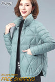 Winter Women Lightweight Down Cotton Jacket 2023 Thin Solid Stand Collar Short Jacket Female Cotton Padded Coat