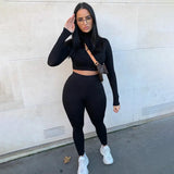 Fongt And Winter New Women's Casual Two-Piece Slim Long Sleeve Sports Suit-Outfit