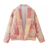 Fongt Women's Clothing Explosion Collar Print Cotton Coat