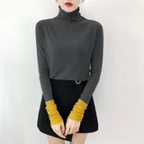 Solid Bottoming t Shirt Women Spring Autumn Tee Shirts Korean Turtleneck Slim Long Sleeve Black White T-shirts 90s tops