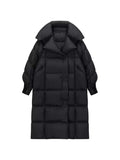 Korean Version Long Down Jacket Female 2024 Winter New Fashion Add Thick Puff Feeling Loose Over The Knee Coat Tide Large Size-Outfit