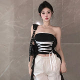 Bandage Women's Tank Top Contrasting Colors Sleeveless Tops-Outfit