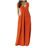 Fongt New Plus-Size Women's Solid Color Dress Sexy Deep V Short-Sleeved Dress-Outfit